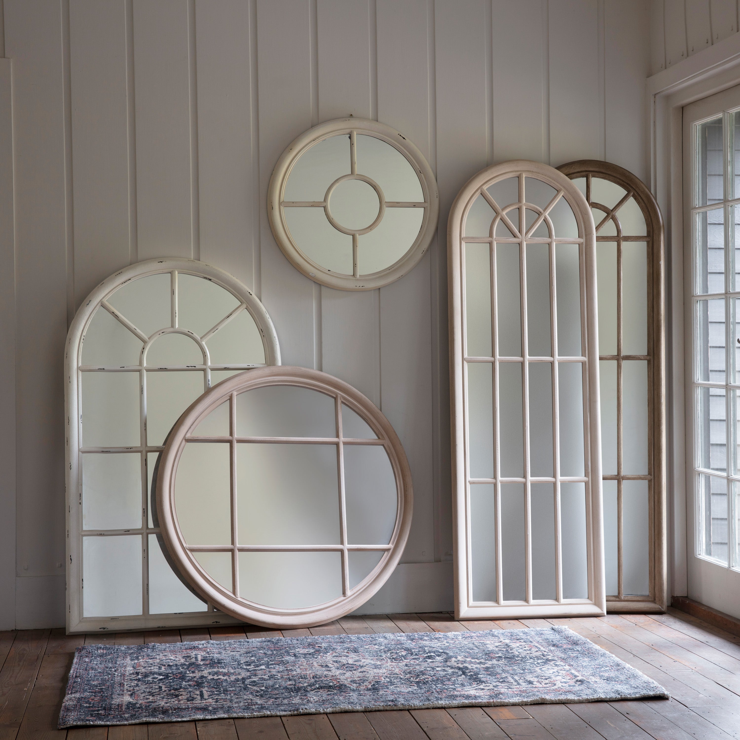 Carlton Matt Taupe Round Window Wall Mirror